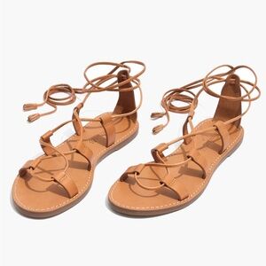 Madewell SOLD OUT Boardwalk Women's Tan Leather Sandals H6742 size 8 NWOT